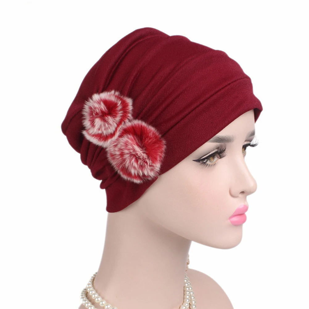 

2019 Fashion Women Turban Ruffle Beanie Hair Loss Sleep Chemo Caps Wedding Party Headdress