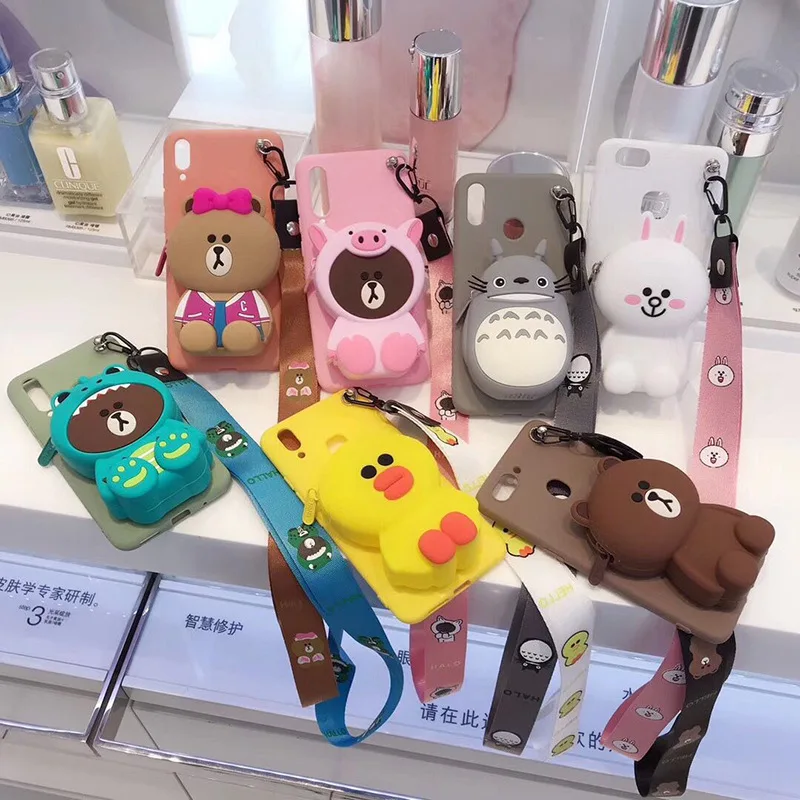 

3D Cartoon Totoro Coin Purse Wallet Anime For Oneplus 5 5T One plus6 6T 7 phone Case Cover Funda Coque Etui animal cute Capa