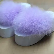 Новинка; сезон лето-осень; женские шлепанцы; сандалии на платформе с мехом ручной работы; пляжные вьетнамки;