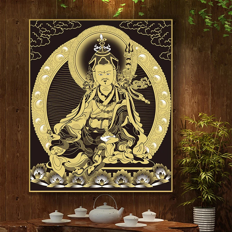 Картина будды Thangka Индия китайская религия мастер Padmasambhava холст печать живопись плакат Искусство Настенная картина домашний декор