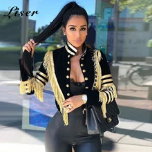 Liser/Новинка года; летние женские куртки с воротником-стойкой и кисточками; Соблазнительные облегающие Элегантные Вечерние черные куртки знаменитостей; Vestidos