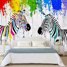 Обои на заказ, акварельные, Зебра, простые, пасторальные, 3D, деревянные, американские, для гостиной, спальни, ТВ, фоновые стены, 3d обои