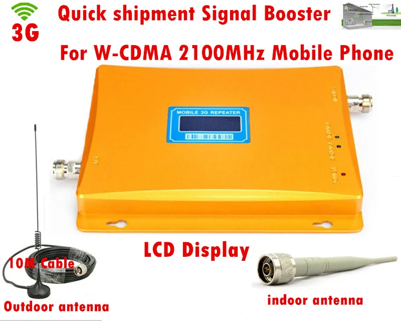 

Set Direct Marketing W-CDMA 2100Mhz 3G Repeater Mobile Phone 3G Signal Booster WCDMA Signal Repeater Amplifier + Cable + Antenna