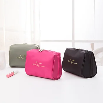 

PURDORED 1 pc Women Cosmetic Bag Solid Color Makeup Bag Case Travel Organizer Toiletry Bag Case kosmetyczka neceser