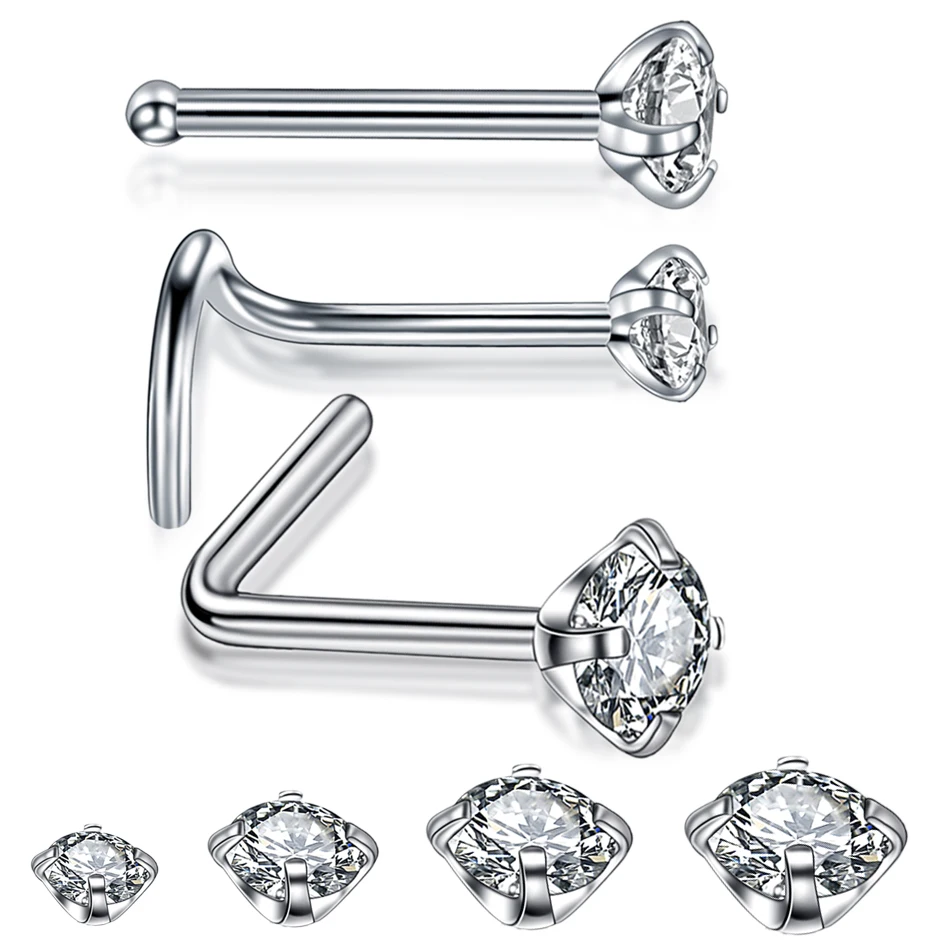

1PC 20G Steel Nose Rings Piercing Nariz Crystal Nose Studs Piercing Nez Nose Ring Earrings Nose Piercings Sexy Body Jewelry