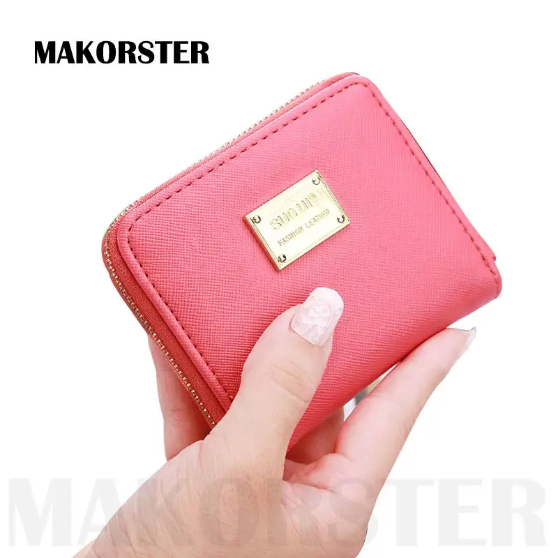 Casual short Wallet and purse for ladies PU leather mini Zipper coin purses female portfolio money wallets holders bags XH068