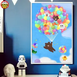Diy цифровая картина маслом по номерам картина ручной работы красочный воздушный шар коричневые медведи Корейский мультфильм Кенни кролик