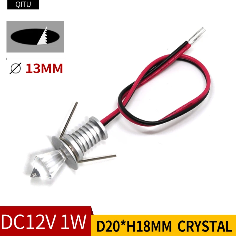 Светодиодный маленький LED-светильник DC12V Встроенный 1 Вт мини хрустальный свет