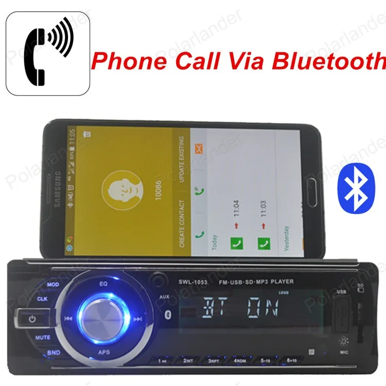 1 Din автомобильный радиоприемник Mp3 плеер ЖК-дисплей функция USB/SD/EQ/Bluetooth/FM-радио/Aux/часы автомобильный стереоплеер Встроенный Bluetooth + микрофон
