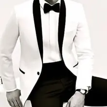 Изготовленный на заказ для измерения мужских костюмов, на заказ белая куртка Черная шаль лацканы брюки