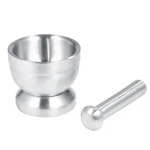 Stainless Steel Mortar and Pestle Mixing Grinding Bowl Set Herbs Bowl Mill Grinder Crusher Kitchen Gadget