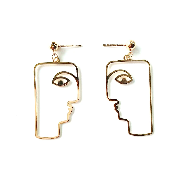 

fashion jewelry accessories metal geometry square human face earrings for women