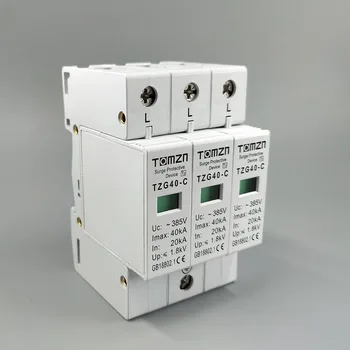 

AC SPD 3P 20KA~40KA C ~385VAC House Surge Protector Protective Low-voltage Arrester Device
