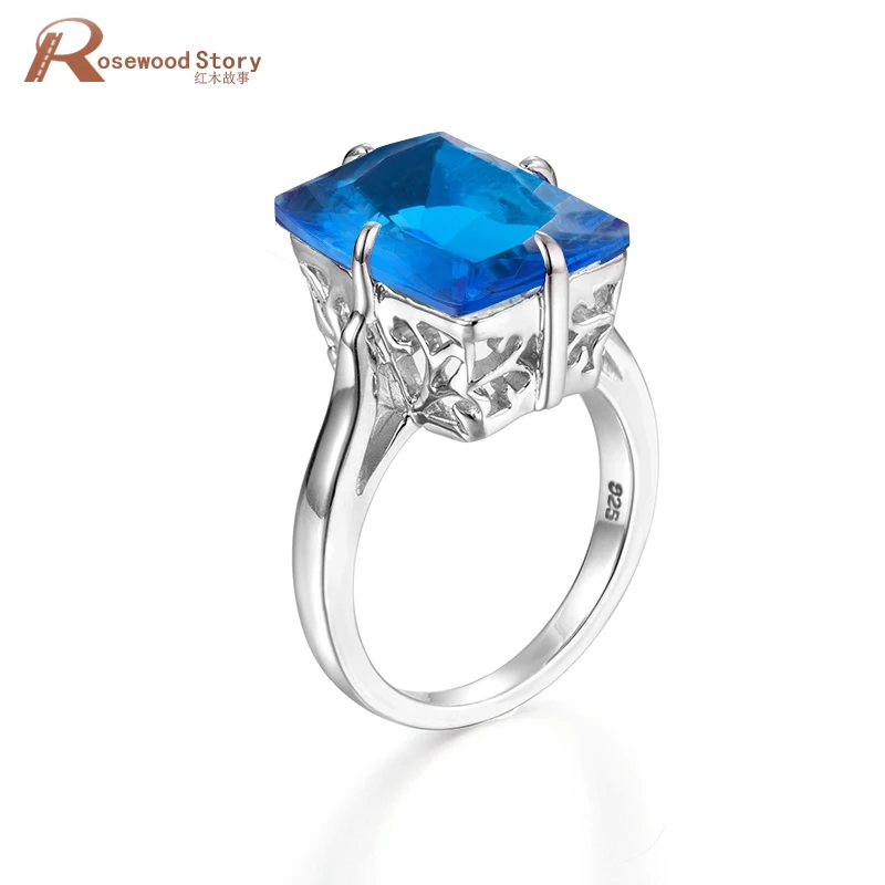 

Top sale silver 925 jewelry Blue Topaz November birthstone rings European style office lady ring for women engagement ring
