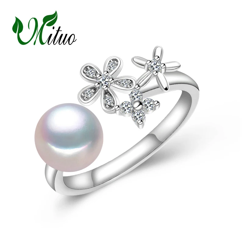 

MITUO Pearl Jewelry,trendy Pearl rings,retro Freshwater Pearl 925 Sterling Silver ring original,rings for women with gift box