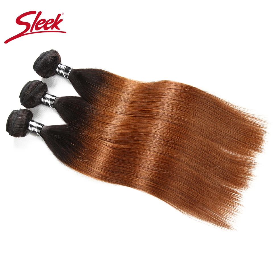 Sleek Ombre Brazilian Hair Straight 1B/30 Human Hair Weave Bundles Deal Two Tone Remy Hair 3/4 Pcs Weft Extensions 10 to 30 Inch