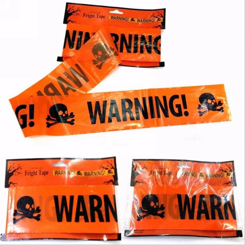 NEW 1PC Halloween Props Window Prop Warning line Plastic Skull Head Warning Tape Signs Halloween Decoration Witch Balloons lot