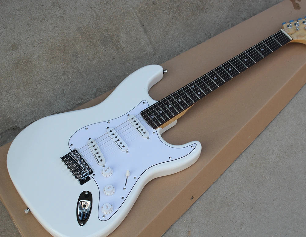 

Factory Custom White Body Electric Guitar with 3S White Pickups,Scalloped Rosewood Fingerboard,offering customized services