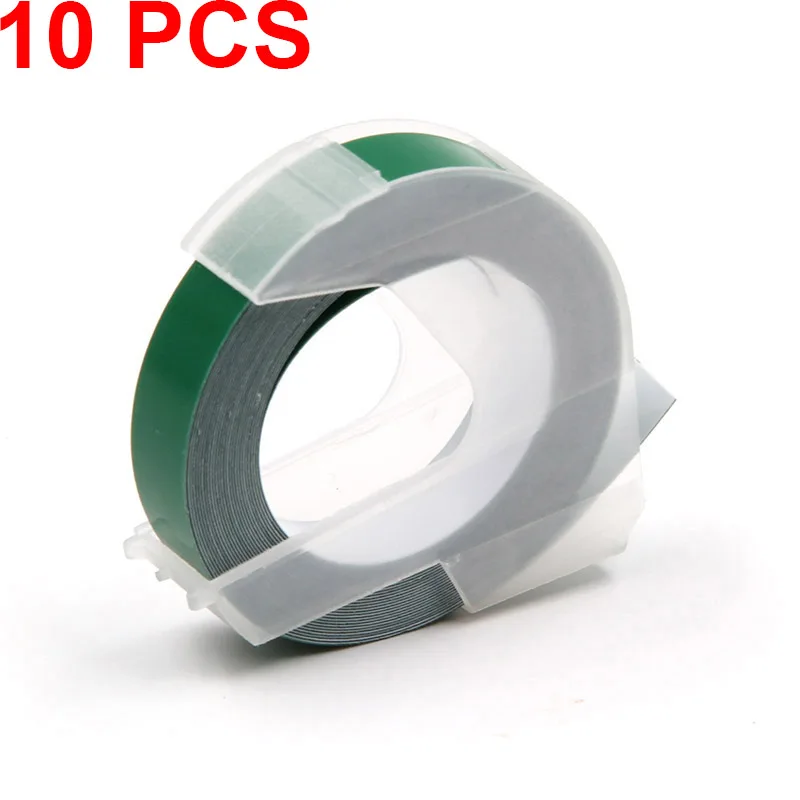 White on Green Absonic 10 шт. Dymo 3D пластиковые ленты Motex ручной принтер этикеток этикетирование Dymo 3D принтер для тиснения ленты MOTEX E101Tag Maker - Цвет: White on Green