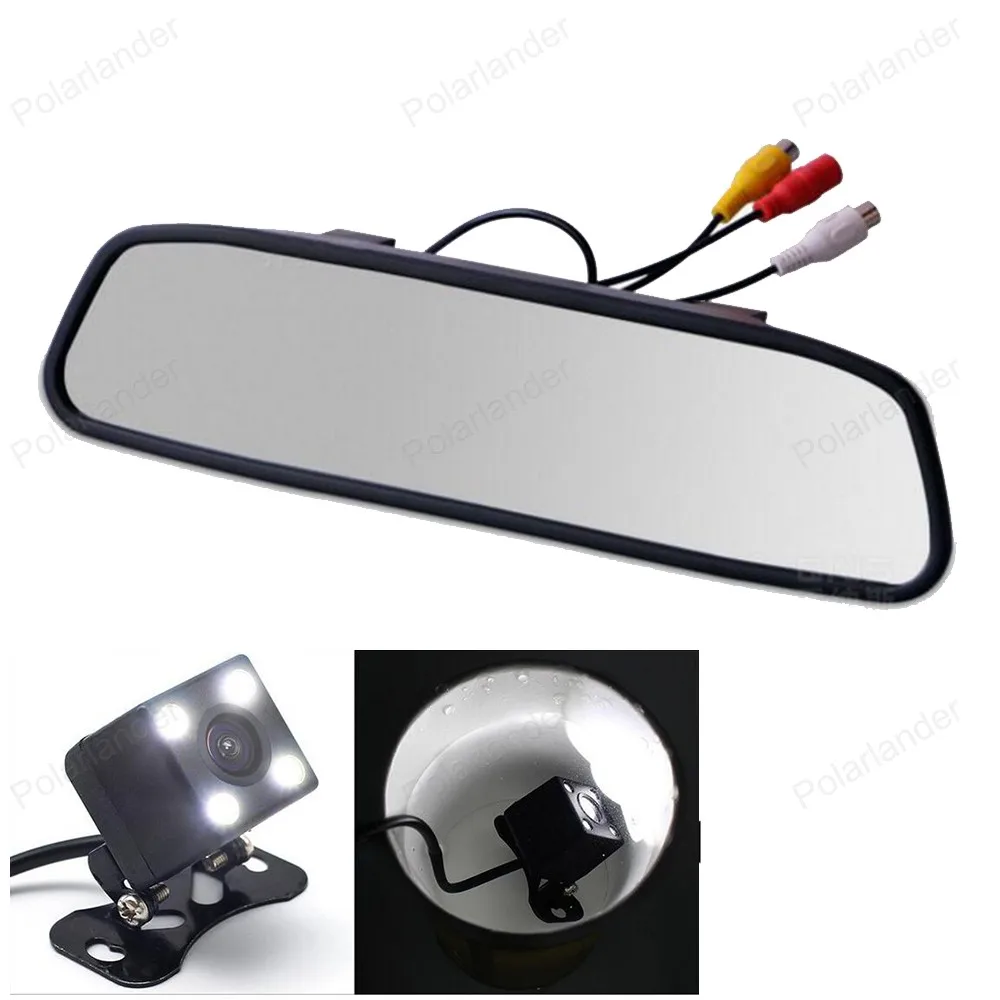 

Car Mirror Monitor 4.3" TFT LCD Car Parking Rear View Monitor 2 Video Input with 4 LED night vision reversing Camera