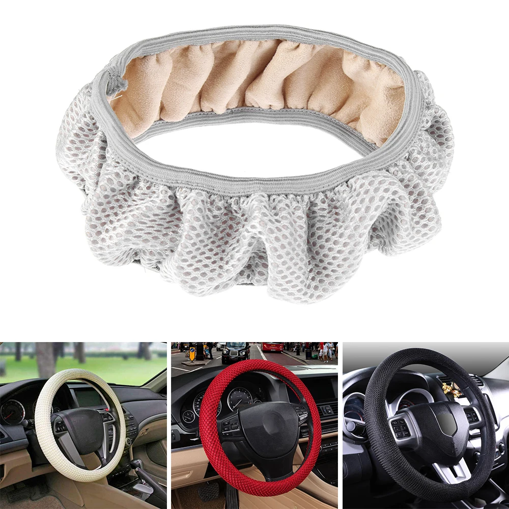 

Automobiles Steering-Wheel Covers Handbrake 3D Nylon Fabric Mesh Net Non-Slip Steering Wheel Cover Protector 38cm Auto Accessory