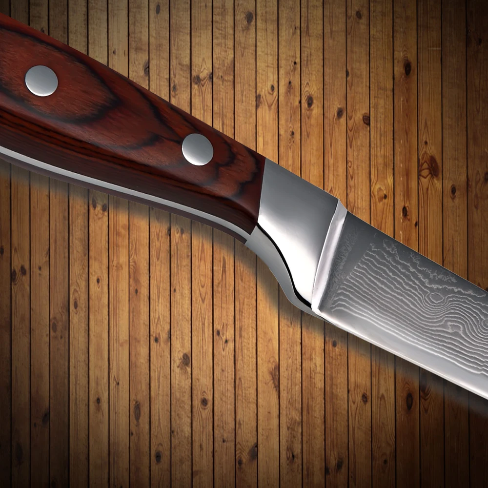 HOT Brand 3.5 Inch Fruit Damascus Knife Japanese VG10 Damascus Steel Kitchen Knife Color Wood Handle Sharp Blade Knife Tools