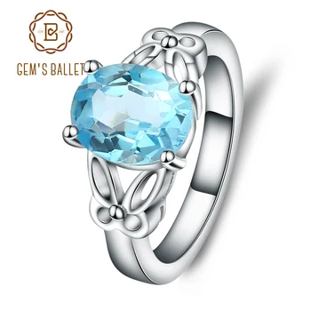 

Gem's Ballet Classic 3.47ct Oval Natural Swiss Blue Topaz 925 Sterling Silver Engagement Rings for Women Gemstone Fine Jewelry