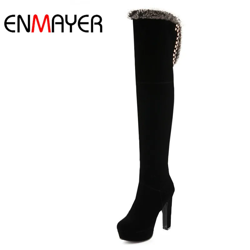 

ENMAYER 2018 New Fashion Sexy Ladies' Platform Boots Women Over-the-knee High Boots Winter Women Shoes Fur Warm Snow Boots