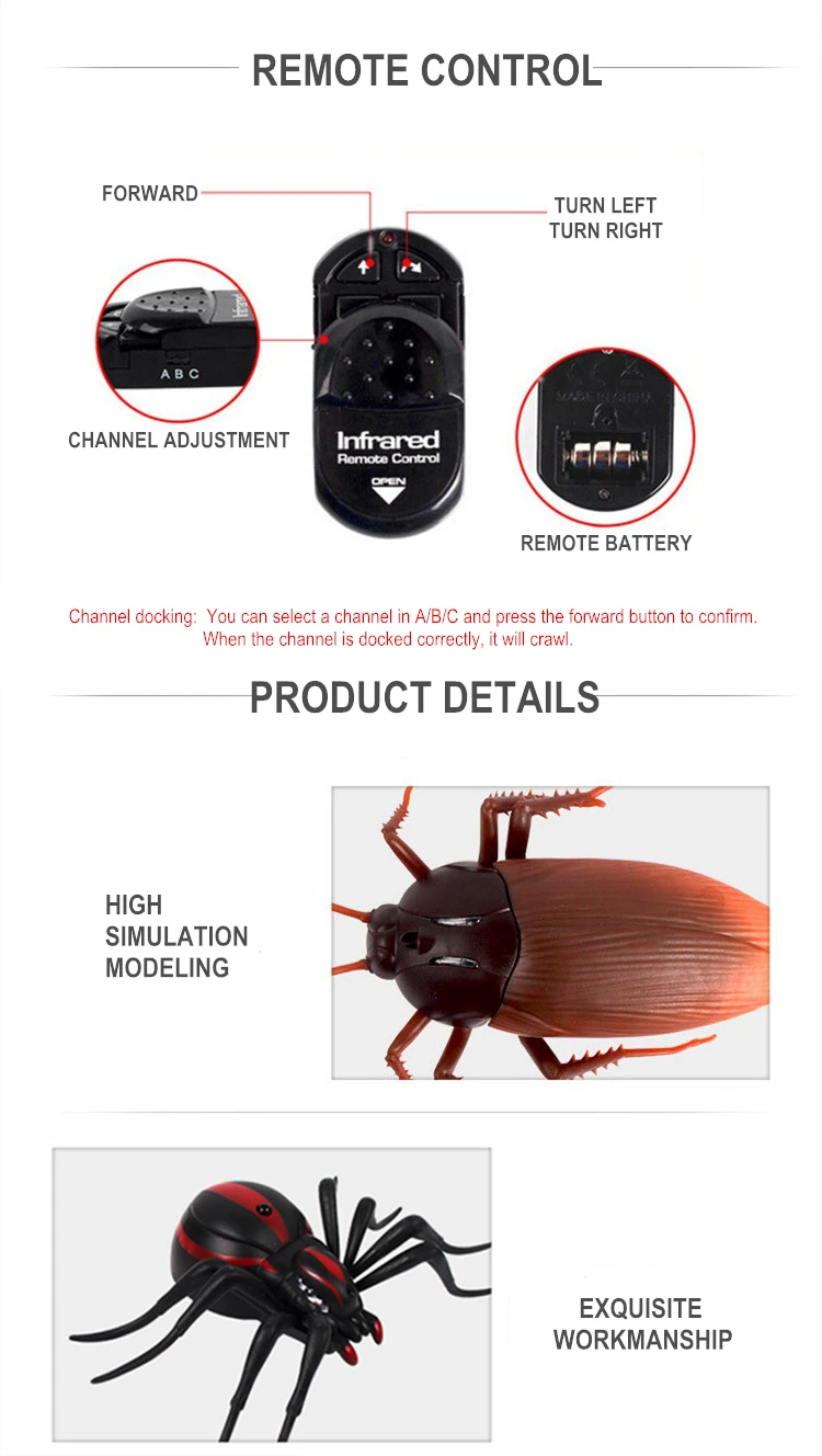 Радиоуправляемые Игрушки радиоуправляемые животные Новинка приколы дистанционное управление муравьи тараканы пауки ползающие насекомые Хэллоуин Ужасы розыгрыши