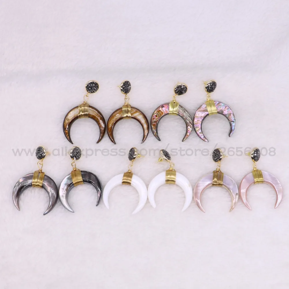 

4 Pairs Big Size Shell crescent earrings fashion druzy earrings handcrafted earrings fashion druzy jewelry earrings 2874