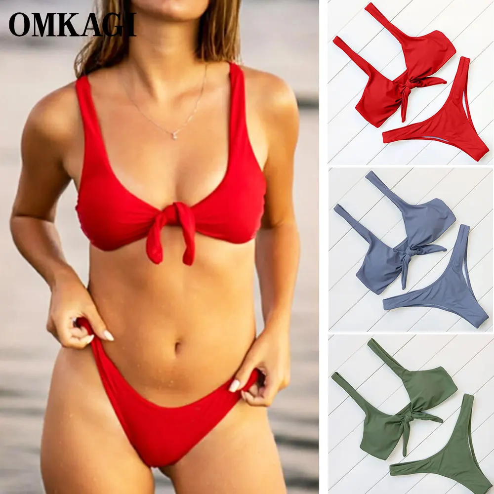 OMKAGI Brand Sexy Brazilian Bikinis Women Swimwear Women Swimsuit Bandage Bikinis Set Push Up Bathing Suit Beachwear Swimming