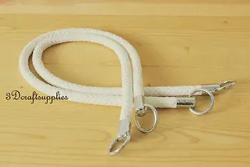 

Crochet PU leather handles purse handles a pair white 25 inch K51