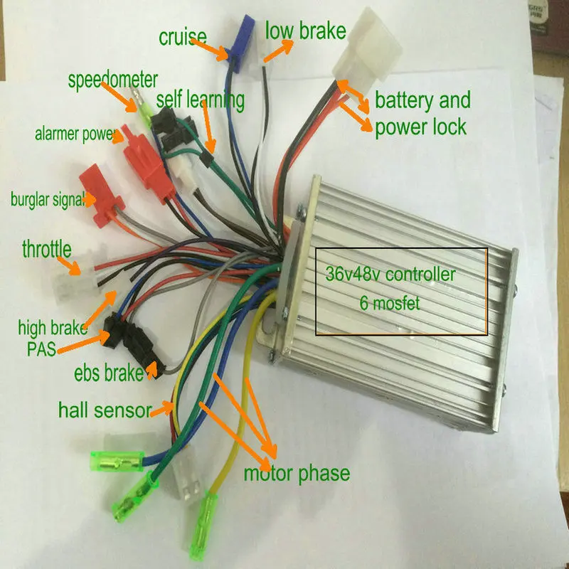 24v36v48v60V64V250w350w BLDC контроллер 6mosfet EBS тормоза для электрического велосипеда скутера