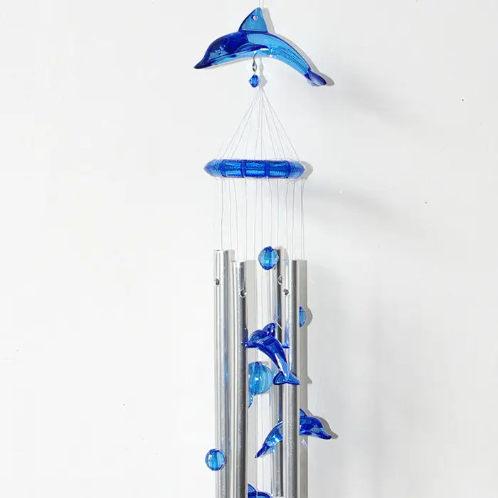 (WD18) Blue acrylic aluminum Dolphin Wind Chime, Windbell, Aeolian