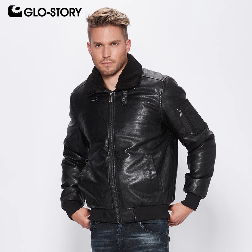 GLO STORY мужские 2018 новые зимние толстые Стеганые Куртки из искусственной кожи с