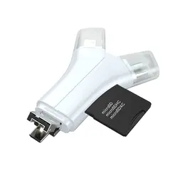 4 в 1 SD/Micro SD/TF Card Reader адаптер Поддержка 128 г с USB/Micro USB /Тип-C/Lightning Порты и разъёмы для iphone iPad Mac Android RY02