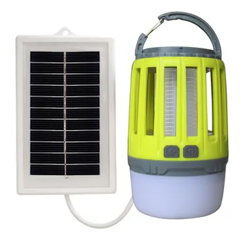 

Solar powered/USB Rechargeable Led Mosquito killer lamp 2-in-1 Waterproof Portable Camping Lantern bug zapper for Outdoor Home