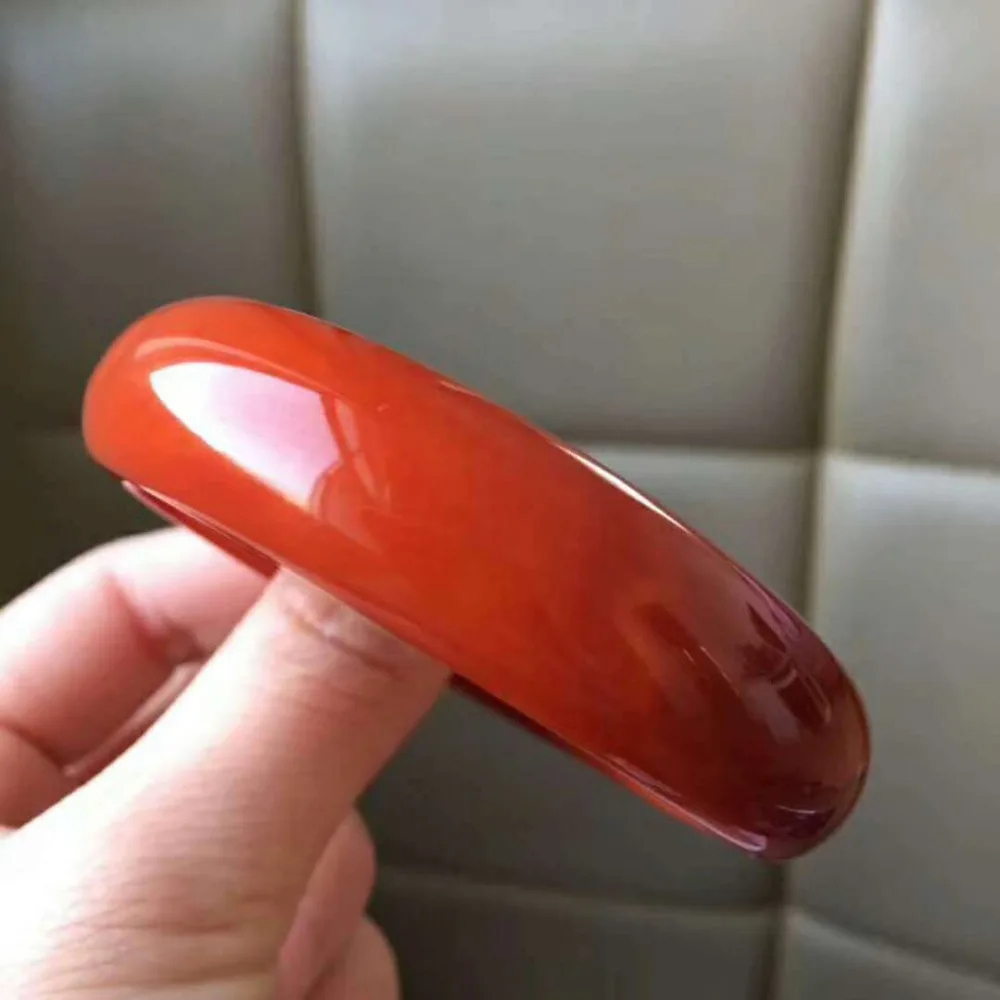 

100% Natural South Red Agate Nan Hong Agate Gemstone Bangle For Woman Beads Crystal For Women Female AAAAA Inner Diameter 54mm