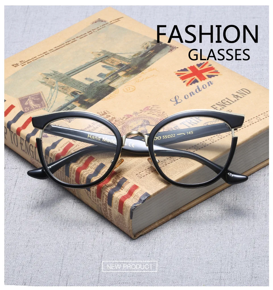 Новые женские очки кошачий глаз, оправа для женщин, сексуальная металлическая оправа, брендовые дизайнерские оптические очки, модные очки по рецепту