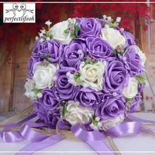 Perfectlifeoh красивые цветы ручной работы декоративные цветы жемчуг Невесты Кружева Акценты свадебные букеты с лентой