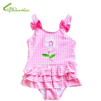 

Summer One Piece Swimsuit Cute Flower Printing Baby Girls Swimwear Pink Bikini Beachwear Kids Girls Bathing Suit