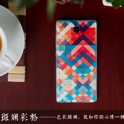 Для Xiaomi mi4 аккумуляторного отсека m4 бамбука стиль батареи Крышка ковбой линий задняя крышка мультфильм живопись матовая окрашены Крышка рельеф - Цвет: 1