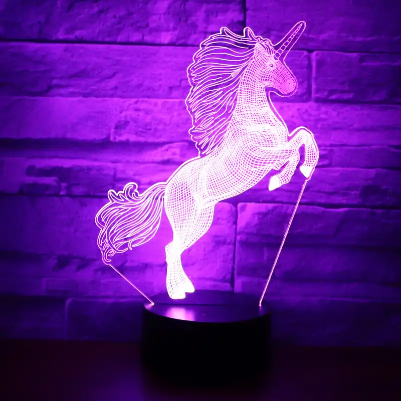 luz de noche led 3d para el unicornio