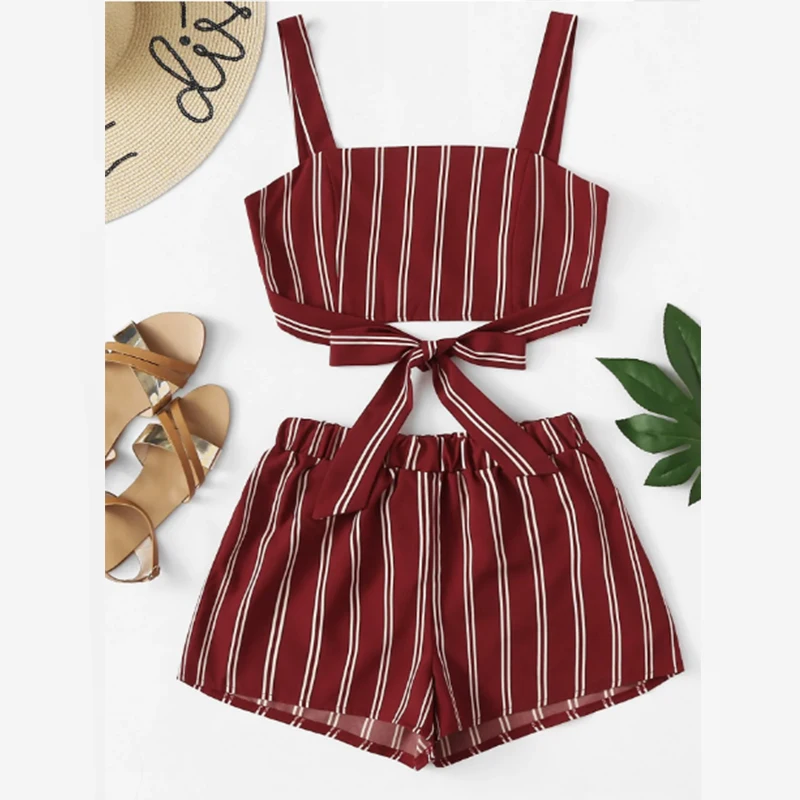 

Off Shoulder Cinched Floral Set Striped Shorts Set Faldas Mujer Moda 2019 Crop Top Floral Set Bow Summer 2 Piece Set Zipper