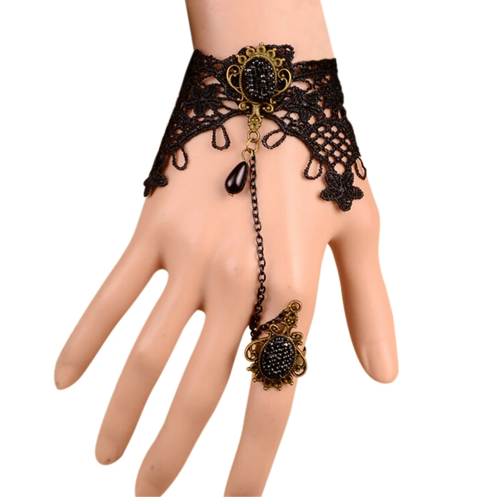 

2017 Fashion Women's Retro Vintage Charms Bracelet Wedding Jewelry Gothic Tattoo Tassel Lace Rose Bracelet Classical