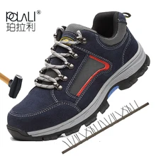 Рабочая защитная обувь для мужчин; винтажные дышащие сетчатые ботинки со стальным носком; мужская повседневная обувь с защитой от проколов