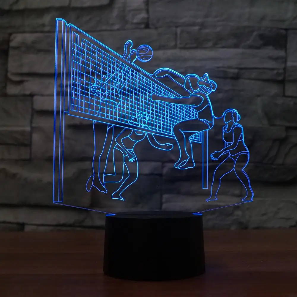 3D светодиодный настольный светильник для игры в волейбол, 7 цветов, меняющийся ночной Светильник для спальни, светильник для волейбола, подарки для любителей волейбола