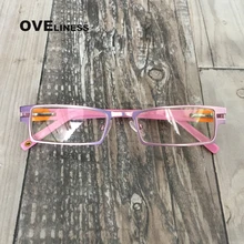 Металлическая оптическая оправа для очков, женские очки по рецепту, компьютерные очки, оправа для очков, розовый цвет, оправа для очков, полная оправа