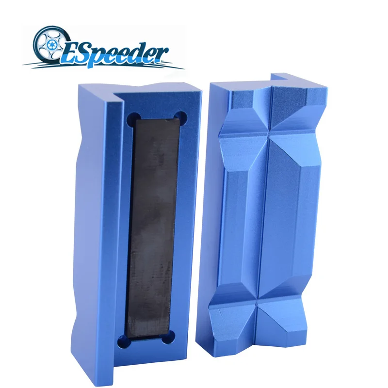 

ESPEEDER Universal Aluminum Vise Jaw Protective Inserts Blue For AN Oil Hose Fittings With Magnetic Back