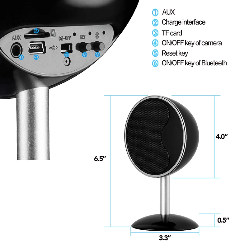 HD 1080 P WiFi камера Bluetooth динамик ночного видения приложение Удаленная мини